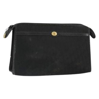 Dior Pre-owned Trotter Canvas Clutch - Dames - Pre-owned - Zwart - Maat: ONE Size Leer