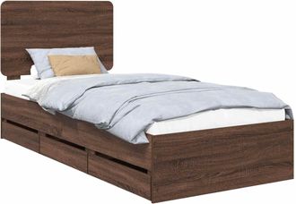 vidaXL Estructura De Cama Roble Marr&oacute;n 100 X 200 Cm Madera Ingenieril Vidaxl