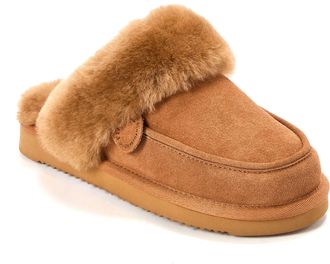 Dearfoams Fireside by Dearfoams Womens Melville Genuine Shearling Scuff Slipper