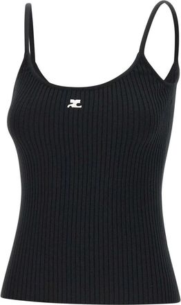 Courr&egrave;ges Reedition Knit Tank Top - Dames - Tops zonder mouwen - Zwart - S - Polyester - Tops