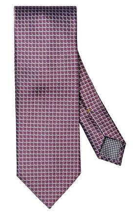 Eton Geometric Jacquard Silk Tie in Dark Purple at Nordstrom
