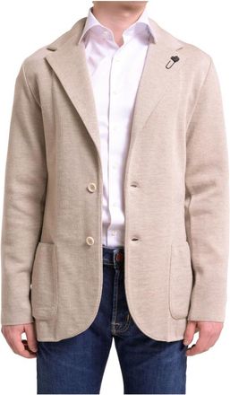 Lardini Jassen, Heren, Beige, L, Wol, Beige Gebreid Jasje