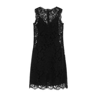 Dolce & Gabbana Party Dresses, female, Black, Size: M Floral Lace Overlay Dress