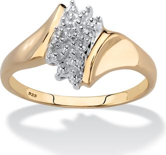 Palm Beach Jewelry Pave Diamond Accent Cluster Ring Gold-Plated Sterling Silver