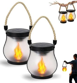 OEM Luci Solari Da Giardino, 2 Pezzi, Lanterna Da Giardino Con Effetto Fiamma, Lampada Solare Da Giardino, Illuminazione Per Esterni, Lampada Solare Imper