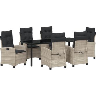 vidaXL Conjunto De Comedor De Jard&iacute;n 7 Pcs Gris Claro Rat&aacute;n Sint&eacute;tico Vidaxl