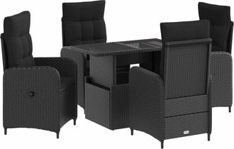 vidaXL Juego De Comedor Para Exteriores 5 Uds. Negro Rat&aacute;n Sint&eacute;tico Vidaxl