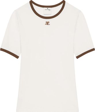 Courr&egrave;ges Signature Contrast Trim Fitted T-Shirt