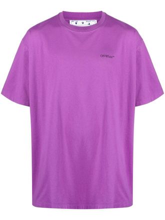 Off-white T-shirt met ronde hals - Paars