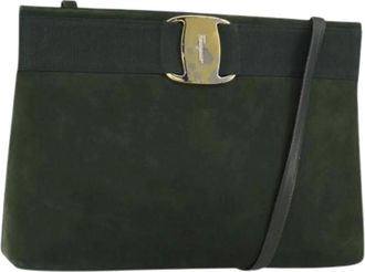 Ferragamo Pre-owned Cross Body Bags, female, Green, Size: ONE SIZE Pre-owned Suede Shoulder Bag