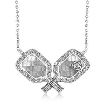 Allurez Diamond Large Dual Pickleball Paddle Pendant Necklace 14K in 0.50Ct, White Gold at Nordstrom, Size 18