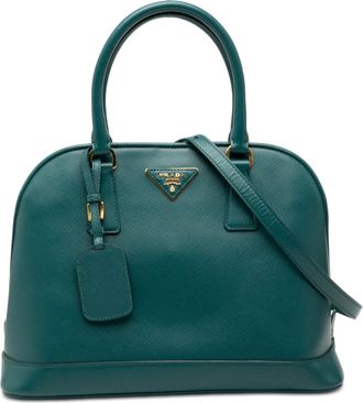 Prada Blue Medium Saffiano Lux Open Promenade Satchel