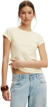 Cotton On Womens Longline Crew Short Sleeve Tee in Vanilla Glow at Nordstrom, Size Medium