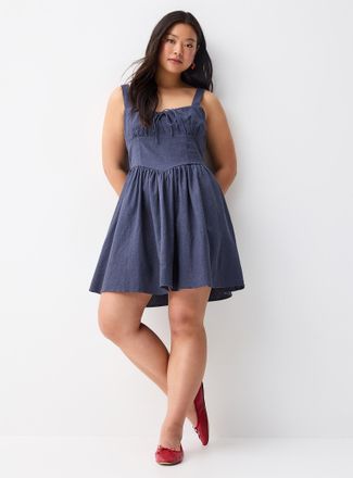 Twik Womens Linen-blend bustier-effect minidress