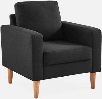 Sweeek Sill&oacute;n Estilo Escandinavo Con Patas De Madera, Bjorn, Gris Jaspeado, 78x77x70 Cm