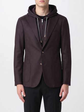 Eleventy Blazer monopetto in lana e tessuto tecnico con inserto a cappuccio con zip