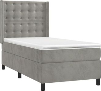 vidaXL Cama Box Spring Colch&oacute;n Y Led Terciopelo Gris Claro 80x200 Cm Vidaxl