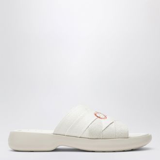 Chlo&eacute; Poolette clogs in ivory woven linen