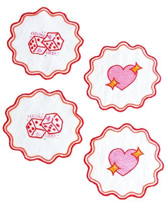 Tiramisu Set Of 4 Feeling Lucky & Love Struck Cocktail Napkins