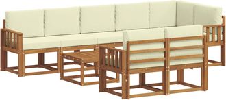 vidaXL Conjunto De Sof&aacute;s De Exterior 9 Uds. Natural Y Crema Vidaxl