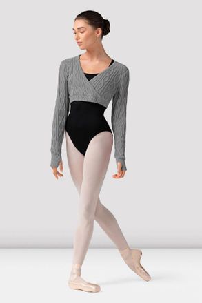 Bloch BLOCH Ladies Atiyah Long Sleeve Wrap Top, Grey Marle