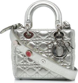 Dior Small Metallic Silver My Lady Dior Lucky Badges
