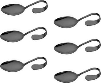 OEM 6 Cucharas De Acero Inoxidable, Mango Curvo, Cuchara Creativa Para Mariscos, Cuchara Para Sushi, Cuchara Para Servir, 13,5 X 4,5 Cm