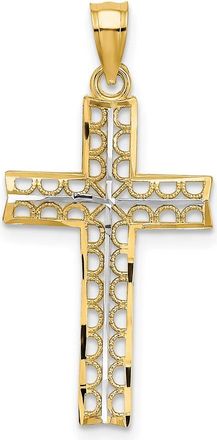 Diamond2Deal 14k Yellow Gold and White Rhodium Cross Charm Pendant