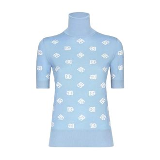 Dolce & Gabbana Turtlenecks, female, Blue, Size: M Wool Turtleneck