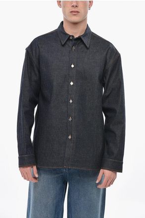 Ferragamo Denim Overshirt with Logo Buttons size 52