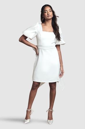 Coast Taffeta Bow Back Mini Dress in Ivory at Nordstrom, Size 10