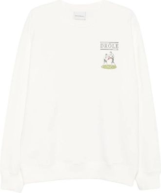 Dr&ocirc;le de Monsieur Hoodies & sweatvesten, Heren, Wit, L, Katoen, Oversized Katoenen Sweater met Print