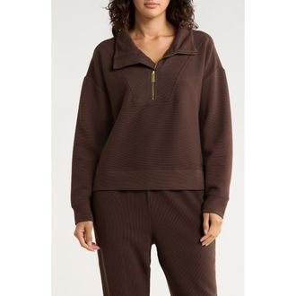 Apana Forever Ottoman Quarter Zip Sweatshirt in Java at Nordstrom Rack, Size X-Large
