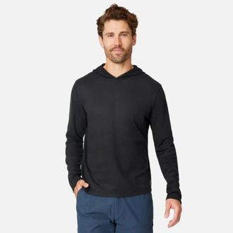 Free Country Sueded Pique Hoodie Mens Black Long Sleeve Pullover GBO3356