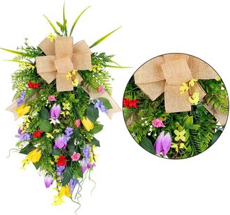 OEM Corona De Flores Coloridas Para La Puerta Principal: Amarilla Y Morada