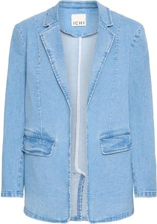 Ichi Lichtblauwe Gewassen Denim Blazer - Dames - Spijkerjassen - Blauw - L - Denim - Jassen