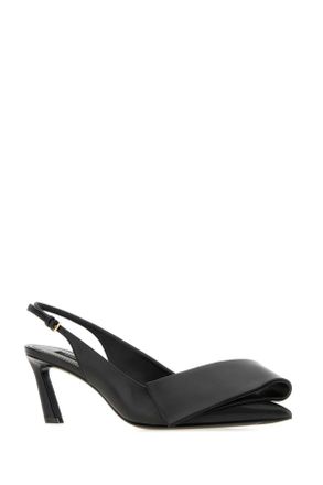 Givenchy Womens Black Leather Twisted Ribbon Pumps Sneaker
