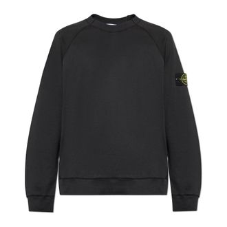 Stone Island Sweatshirt met Logo Patch - Heren - Sweatshirts & Hoodies - Zwart - Maat: XL Katoen