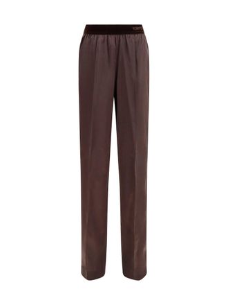 Tom Ford Womens Pants Stretch Silk Satin Espresso Trousers
