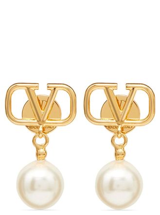 Valentino Garavani Golden VLogo Signature Drop Earrings