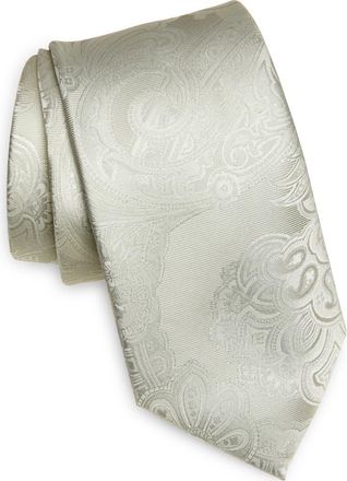 Nordstrom Rack Tacoma Paisley Silk Tie in Silver at Nordstrom Rack