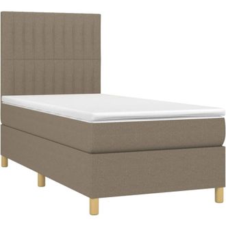 vidaXL Vidaxl - Cama Box Spring Colch&oacute;n Y Luces Led Tela Gris Taupe 90x190 Cm