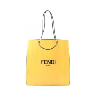Fendi Black Yellow Leather Handbag Shopping Bag Tote Bag (Pre-Owned)