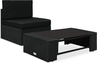 vidaXL Vidaxl - Juego De Muebles De Jard&iacute;n 2 Piezas Rat&aacute;n Sint&eacute;tico Negro