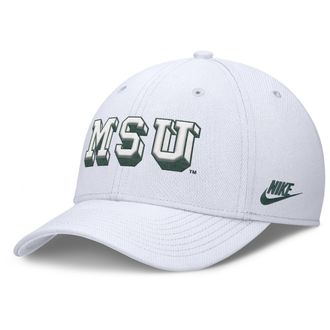 Nike Michigan State Primetime Rise Academic Nike Mens Dri-FIT College Hat in White | NC0310AMSV-PFL