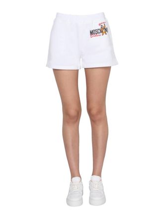 Moschino White Cotton Graphic Shorts