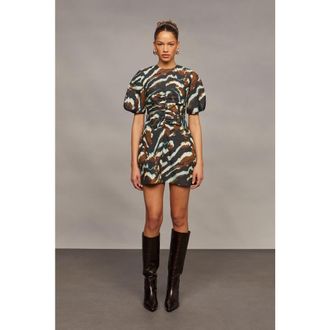 AMUR Tanner Puff Sleeve Mini Dress in Aerial Terrain at Nordstrom, Size 12