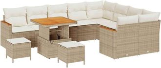 vidaXL Conjunto De Sof&aacute; De Jard&iacute;n Con Coj&iacute;n 12 Pcs Beige Polirat&aacute;n Vidaxl