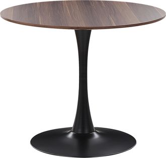 Beliani Beliani - Mesa De Comedor Industrial Tablero Marr&oacute;n Oscuro Base Negra Redonda Mdf Metal &Oslash; 90 Cm Boca