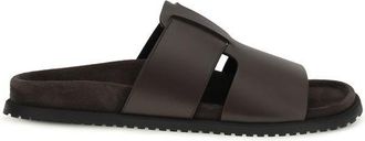 Dolce & Gabbana Brown Calf Leather Bos Taurus Flat Mens Sandals